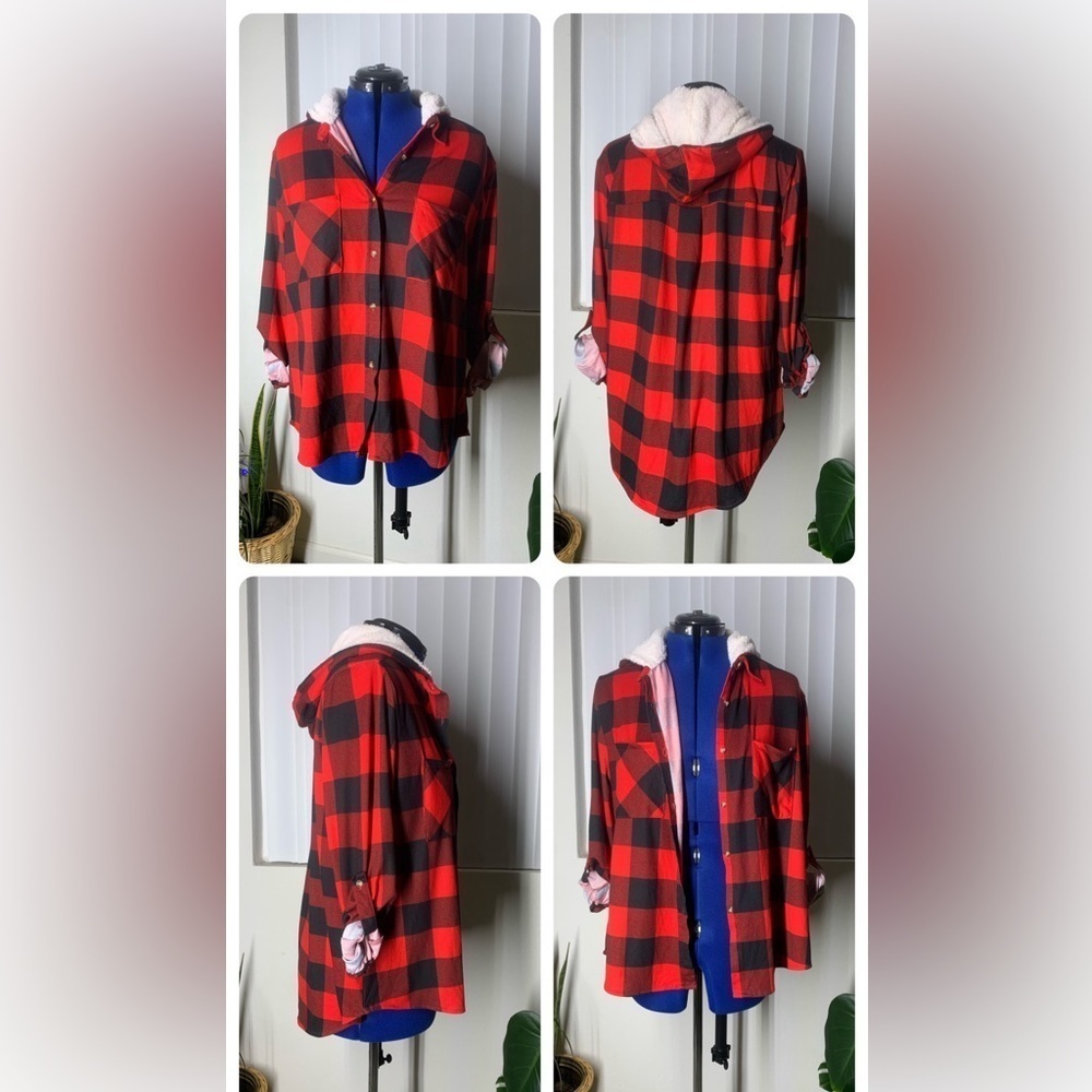 red flannel with soft hoodie